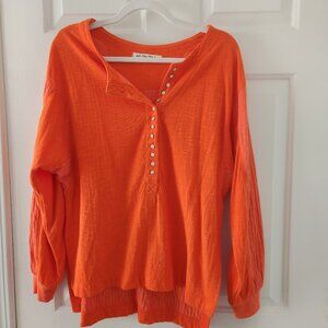 We the Free Orange Long Sleeve Ribbed Henley - Size XS